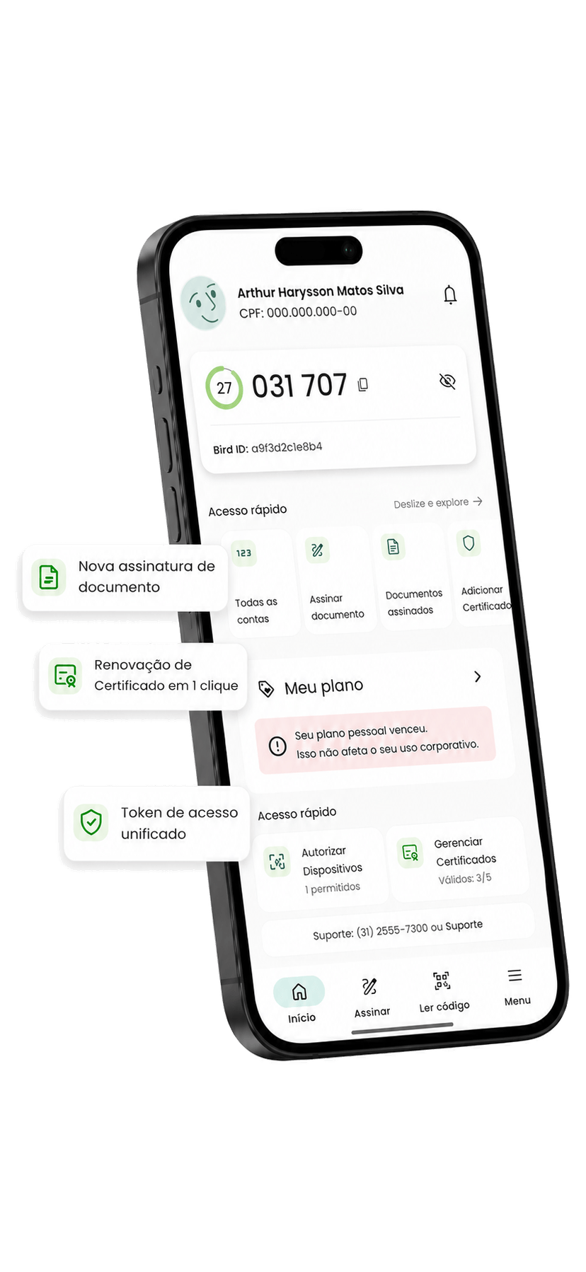 App BirdID no celular — emissão de certificado digital sem videoconferência